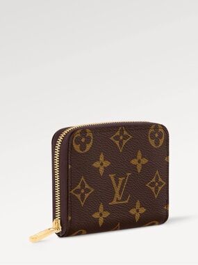Louis Vuitton Brown Monogram Zip-Around Coin Wallet with Gold Hardware